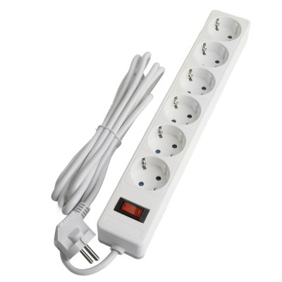 HM20-61-05 Сетевой фильтр 6-местный с/з 3x1мм2, 5 м, 230В, 13А, серия Optima, белый HM20-61-05 Сетевой фильтр 6-местный с/з 3x1мм2, 5 м, 230В, 13А, серия Optima, белый