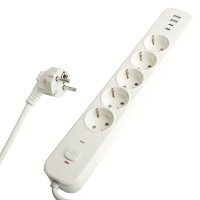 HM21-51-03 Сетевой фильтр 5-местный с/з 3x1мм2, 3 м, 250В, 16А, 2 USB-A+2 Type-C 3,серия Nova, белый HM21-51-03 Сетевой фильтр 5-местный с/з 3x1мм2, 3 м, 250В, 16А, 2 USB-A+2 Type-C 3,серия Nova, белый
