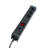 HM22-31-02 Сетевой фильтр 3-местный с/з 3x1мм2, 1,8 м, 250В, 16А, серия Techno, черный