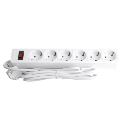 HM20-61-03 Сетевой фильтр 6-местный с/з 3x1мм2, 3 м, 230В, 13А, серия Optima, белый