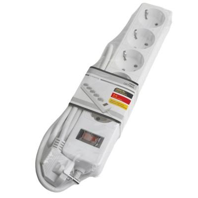 HM20-41-05 Сетевой фильтр 4-местный с/з 3x1мм2, 5 м, 230В, 13А, серия Optima, белый