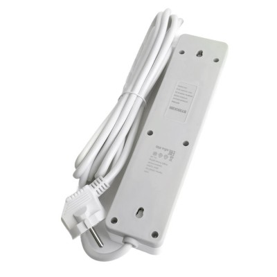 HM20-41-05 Сетевой фильтр 4-местный с/з 3x1мм2, 5 м, 230В, 13А, серия Optima, белый