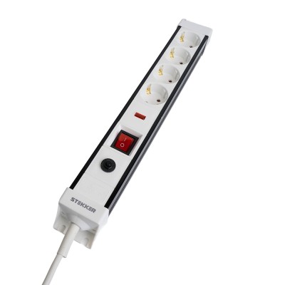 HM22-41-05 Сетевой фильтр 4-местный с/з 3x1мм2, 5 м, 250В, 16А, серия Techno, белый