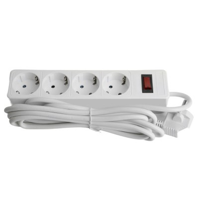 HM20-41-05 Сетевой фильтр 4-местный с/з 3x1мм2, 5 м, 230В, 13А, серия Optima, белый