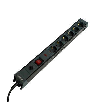 HM22-61-05 Сетевой фильтр 6-местный с/з 3x1мм2, 5 м, 250В, 16А, серия Techno, черный