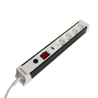 HM22-41-03 Сетевой фильтр 4-местный с/з 3x1мм2, 3 м, 250В, 16А, серия Techno, белый