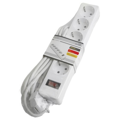 HM20-51-05 Сетевой фильтр 5-местный с/з 3x1мм2, 5 м, 230В, 13А, серия Optima, белый