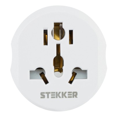 Адаптер-переходник для евровилки с/з, ультраплоский, STEKKER ADP16-06-20W , 250В, 16A, IP20,белый 50412