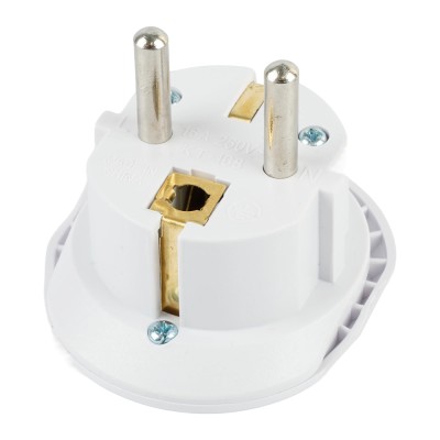 Адаптер-переходник для евровилки с/з, ультраплоский, STEKKER ADP16-06-20W , 250В, 16A, IP20,белый 50412