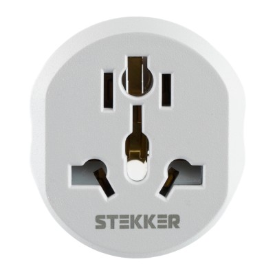 Адаптер-переходник для евровилки с/з, ультраплоский, STEKKER ADP16-06-20W , 250В, 16A, IP20,белый 50412