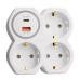 Разветвитель сетевой на 3 выхода с/з, STEKKER, 250В, 16А, USB A+Type C, 2,4А, PD, белый/серый ADP16-17-20 50110