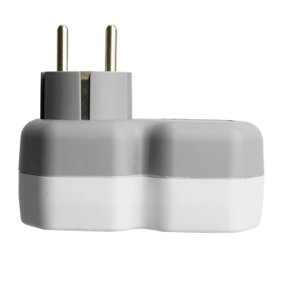 Разветвитель сетевой на 1 выход с/з STEKKER 250В, 16А, USB A+ Type C, 2,4А, PD, белый/серый, ADP16-16-20 50109