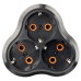 Разветвитель сетевой 3-местный с/з STEKKER ADP16-23-21, 250V, 16A, ABS пластик, черный 50682