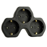 Разветвитель сетевой 3-местный с/з STEKKER ADP16-13-21, 250V,16A, ABS огнеустойчивый пластик, черный 50108