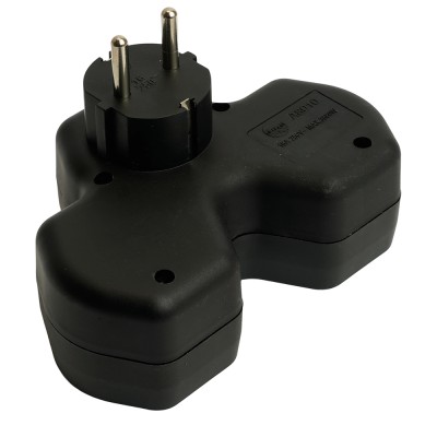 Разветвитель сетевой 3-местный с/з STEKKER ADP16-13-21, 250V,16A, ABS огнеустойчивый пластик, черный 50108