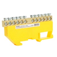 Шина"PE" на изоляторе STEKKER 6*9 на DIN-рейку 12 выводов, желтый, LD555-69-12 49548 Шина"PE" на изоляторе STEKKER 6*9 на DIN-рейку 12 выводов, желтый, LD555-69-12 49548