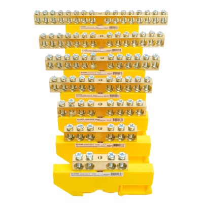 Шина"PE" на изоляторе STEKKER 8*12 на DIN-рейку 4 вывода, желтый, LD555-812-4 49551