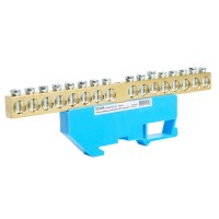 Шина"N" на изоляторе STEKKER 8*12 на DIN-рейку 16 выводов, синий, LD555-812-16 49543 Шина"N" на изоляторе STEKKER 8*12 на DIN-рейку 16 выводов, синий, LD555-812-16 49543