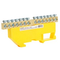 Шина"PE" на изоляторе STEKKER 6*9 на DIN-рейку 14 выводов, желтый, LD555-69-14 49549 Шина"PE" на изоляторе STEKKER 6*9 на DIN-рейку 14 выводов, желтый, LD555-69-14 49549