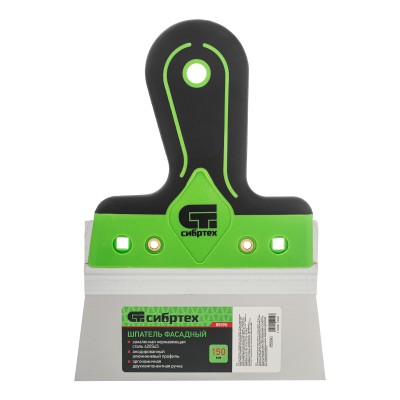 Шпатель фасадный, нержавеющая сталь 420S45, 150 мм, 2-компонентная ручка Сибртех Шпатель фасадный, нержавеющая сталь 420S45, 150 мм, 2-компонентная ручка Сибртех