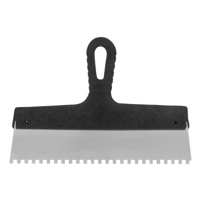 Шпатель из нержавеющей стали, 300 мм, зуб 6 х 6 мм, пластмассовая ручка Сибртех Шпатель из нержавеющей стали, 300 мм, зуб 6 х 6 мм, пластмассовая ручка Сибртех