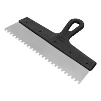 Шпатель из нержавеющей стали, 300 мм, зуб 6 х 6 мм, пластмассовая ручка Сибртех Шпатель из нержавеющей стали, 300 мм, зуб 6 х 6 мм, пластмассовая ручка Сибртех