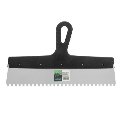 Шпатель из нержавеющей стали, 350 мм, зуб 6 х 6 мм, пластмассовая ручка Сибртех