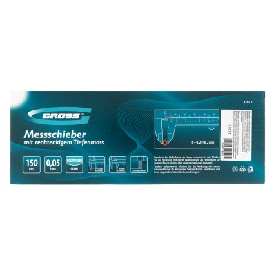 Штангенциркуль, 150 мм, 0.05 мм, нержавеющая сталь, с глубиномером Gross