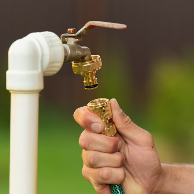 Соединитель латунный, быстросъемный для шланга 1/2, аквастоп Palisad Соединитель латунный, быстросъемный для шланга 1/2, аквастоп Palisad