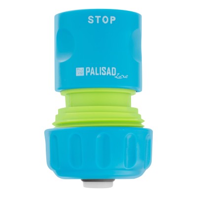 Соединитель пластмассовый, быстросъемный для шланга 3/4, аквастоп, однокомпонентный Palisad Luxe