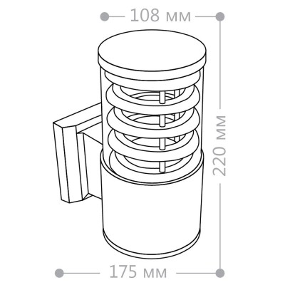 Светильник садово-парковый Feron DH0801, на стену вверх, E27 230V, серый 06301
