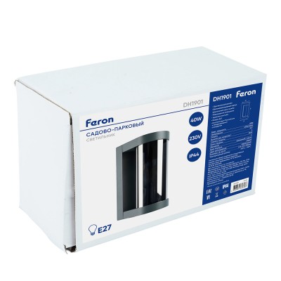 Светильник садово-парковый, серии «Бостон», (НБУ) FERON DH1901 E27, 230V, IP44, цвет серый/зеркальный, цилиндр, на стену , 125*92*206мм Светильник садово-парковый, серии «Бостон», (НБУ) FERON DH1901 E27, 230V, IP44, цвет серый/зеркальный, цилиндр, на стену , 125*92*206мм
