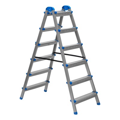 Стремянка двухсторонняя 6 ступеней, сталь профиль, стальные ступени, Сибртех Стремянка двухсторонняя 6 ступеней, сталь профиль, стальные ступени, Сибртех