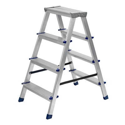 Стремянка двусторонняя 4 ступени, алюминиевая, Сибртех