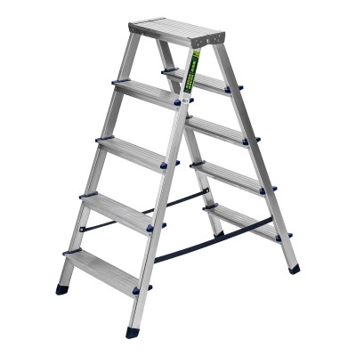 Стремянка двусторонняя 5 ступеней, алюминиевая, Сибртех