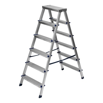Стремянка двусторонняя 6 ступеней, алюминиевая, Сибртех