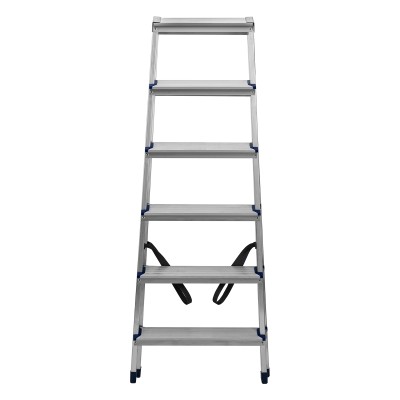 Стремянка двусторонняя 6 ступеней, алюминиевая, Сибртех