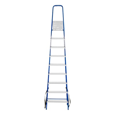 Стремянка, 9 ступеней, стальной профиль, алюминиевые ступени Сибртех