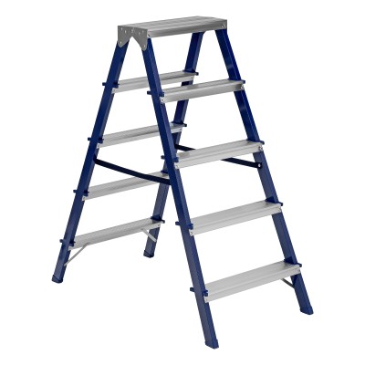 Стремянка двусторонняя 5 ступеней, стальная, Сибртех