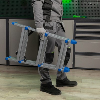 Стремянка двухсторонняя 3 ступени, сталь профиль, стальные ступени, Сибртех