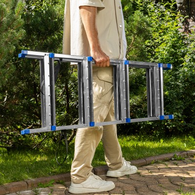 Стремянка двухсторонняя 4 ступени, сталь профиль, стальные ступени, Сибртех
