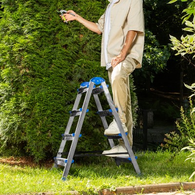 Стремянка двухсторонняя 4 ступени, сталь профиль, стальные ступени, Сибртех