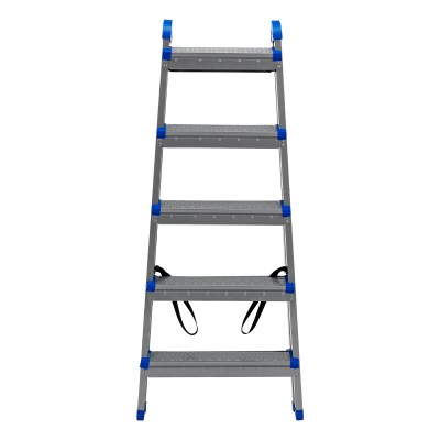 Стремянка двухсторонняя 5 ступеней, сталь профиль, стальные ступени, Сибртех