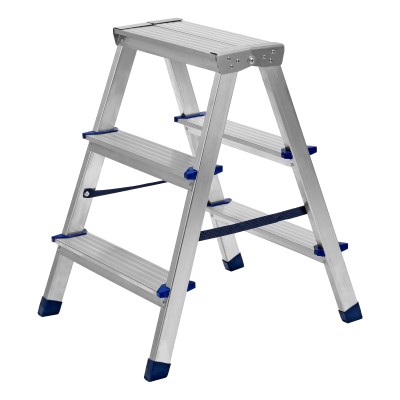 Стремянка двусторонняя 3 ступени, алюминиевая, Сибртех