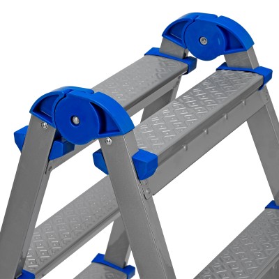 Стремянка двухсторонняя 5 ступеней, сталь профиль, стальные ступени, Сибртех