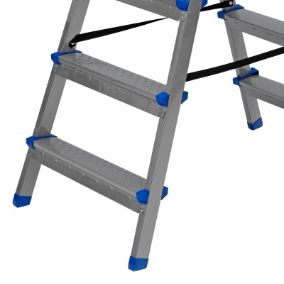 Стремянка двухсторонняя 5 ступеней, сталь профиль, стальные ступени, Сибртех