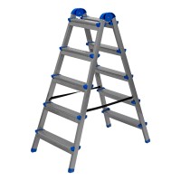 Стремянка двухсторонняя 5 ступеней, сталь профиль, стальные ступени, Сибртех Стремянка двухсторонняя 5 ступеней, сталь профиль, стальные ступени, Сибртех