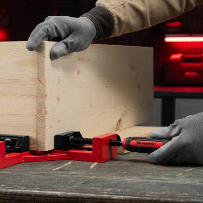 Струбцина угловая, быстрозажимная, 65/65 мм, двухкомпонентные обрезиненные рукоятки Matrix