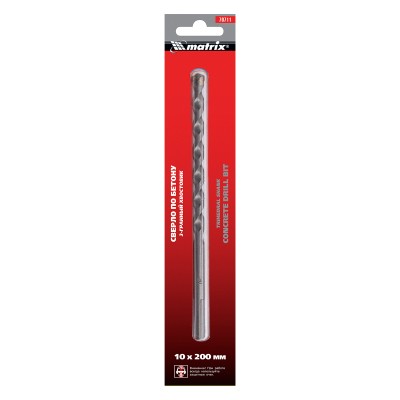 Сверло по бетону, 10 х 200 мм, трехгранный хвостовик Matrix