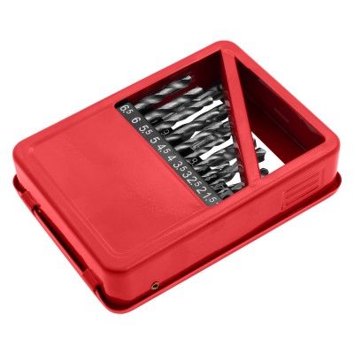 Набор сверл по металлу, 1-10 мм (через 0.5 мм) HSS 19 шт, металлическая коробка, цилиндрический хвостовик Matrix